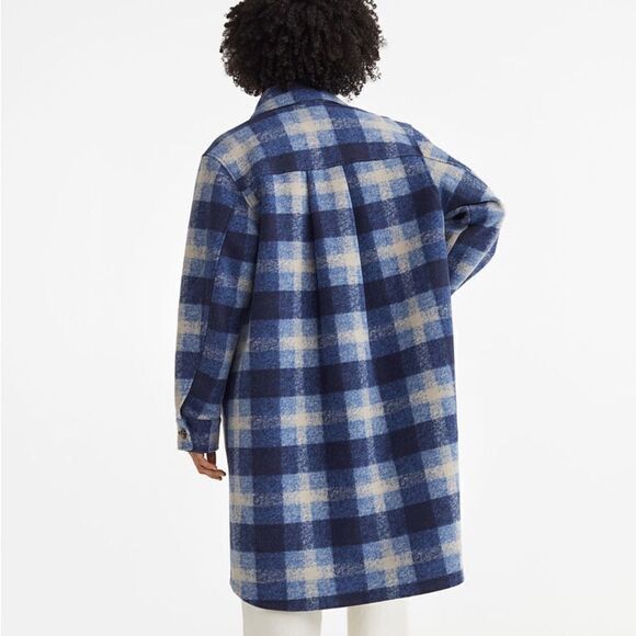 H&M Coat Shacket Long Jacket Plaid New - Picture 5 of 11
